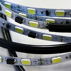 Close-up of LED strips with diodes
